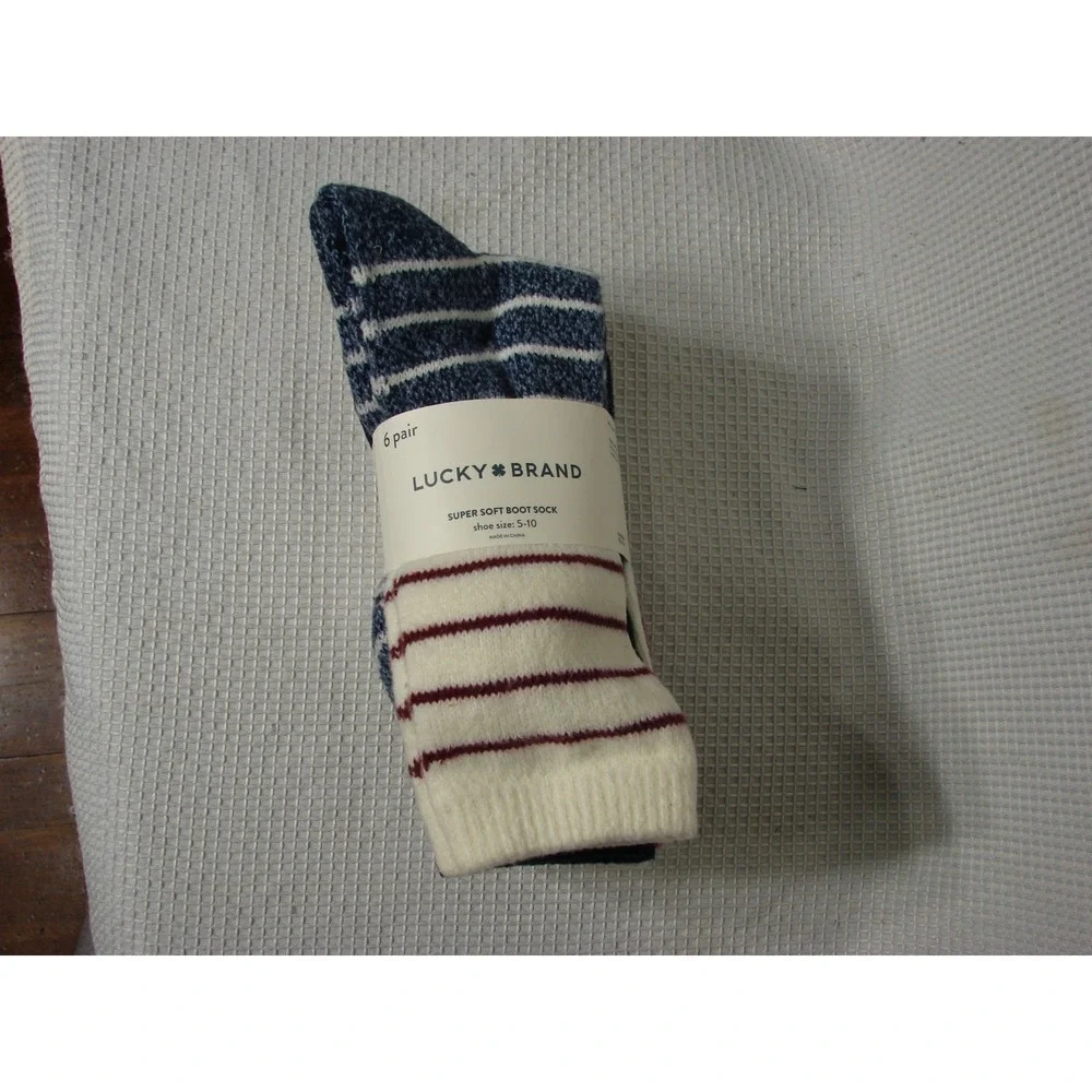New Lucky Brand 6 Pack Super Soft Boot Socks Womens Size 5-10 Warm Cozy Outdoor